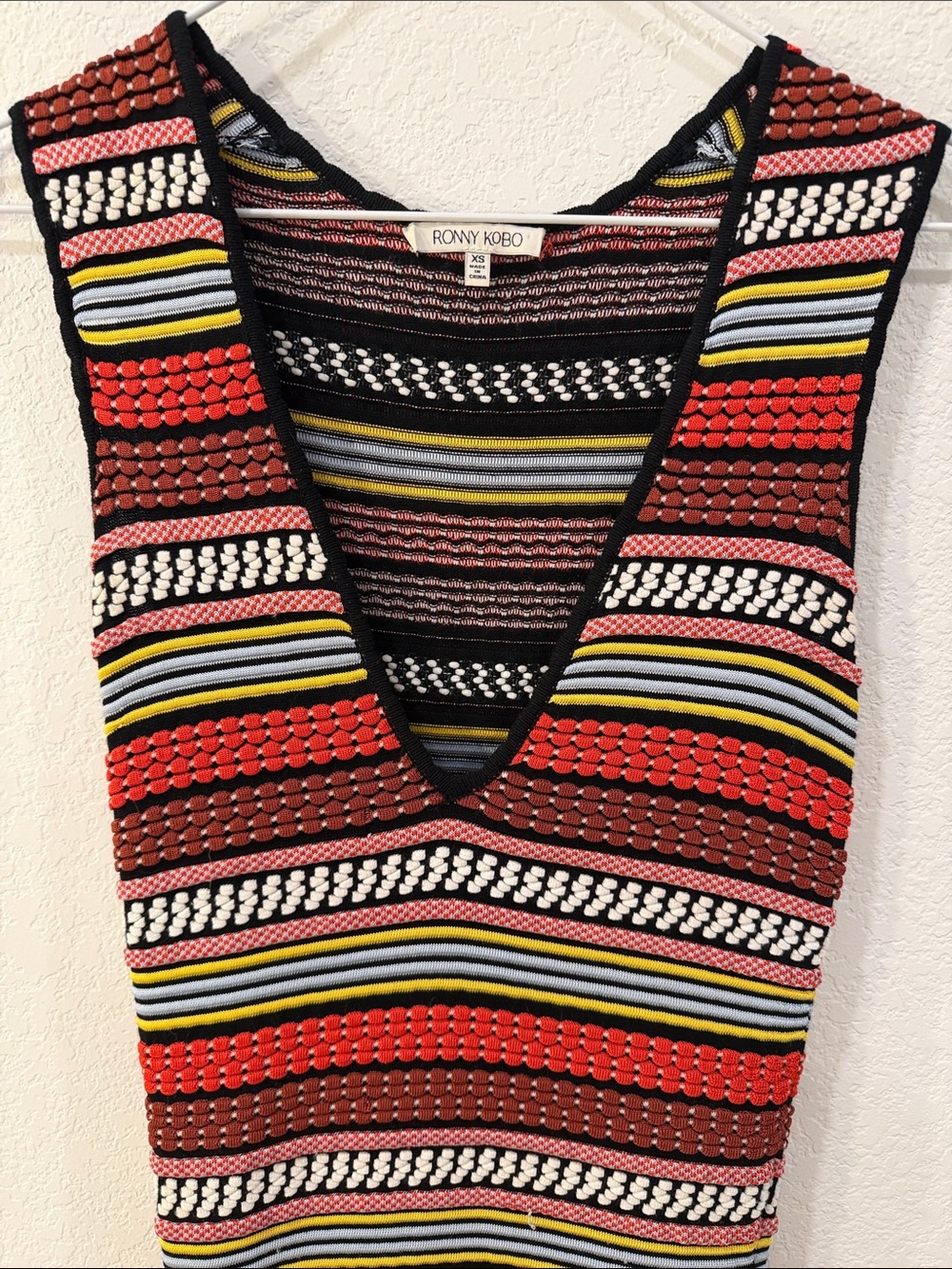 Ronny Kobo Collection Women's Multicolor Striped Knit V-Neck Tank Top